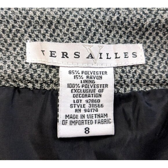 Vtg Y2K VERSAILLES Black Houndstooth Flounce Midi Skirt w/ Detachable Rose Sz 8 - Picture 3 of 7